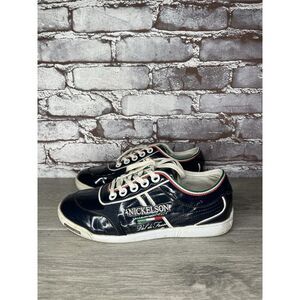 NICKELSON Fiera Blue Patent Leather Low Top Lace Sneakers Women Sz 38EU/7.5M US